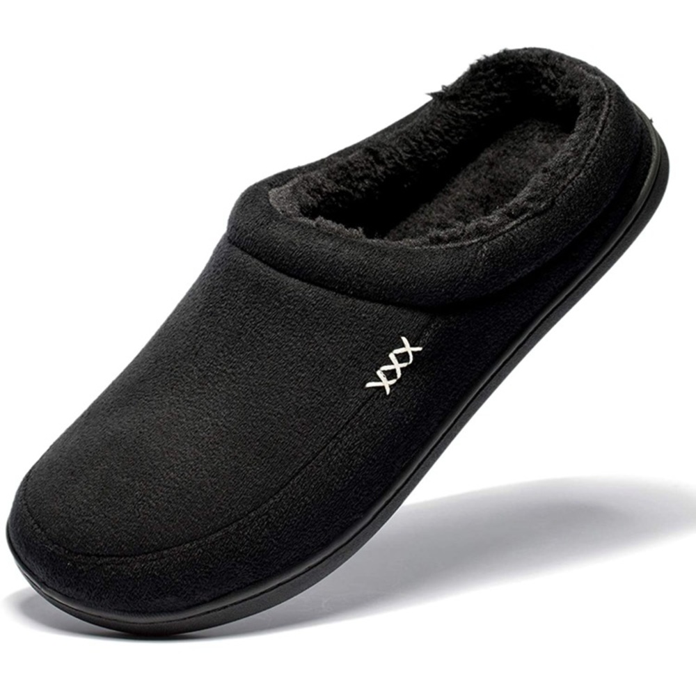 (1729) NDB Men's Warm Memory Foam Suede Plush Shearling Lined Slip House Slipper